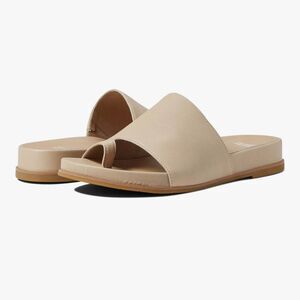Eileen Fisher Digit Women's Beige Khaki Leather Slide Sandals Minimalist Size 6